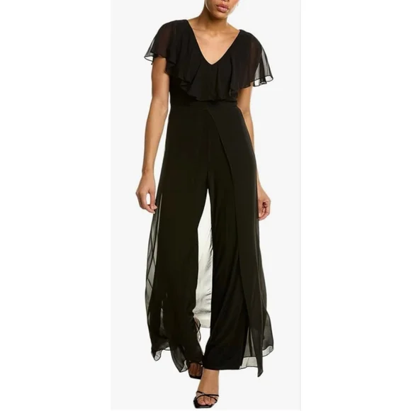 NWT Adrianna Papell Womens Chiffon and Jersey Jumpsuit SZ 10 - Picture 3 of 11